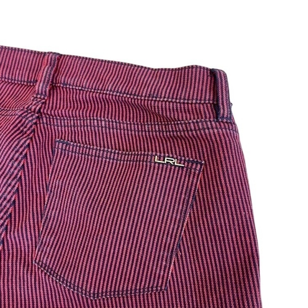 Lauren Ralph Lauren Straight Leg Pinstripe Pants Burgundy Navy Blue Women 10P - Picture 4 of 7